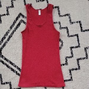 American Apparel Red Ribbed Sleeveless Tank Top